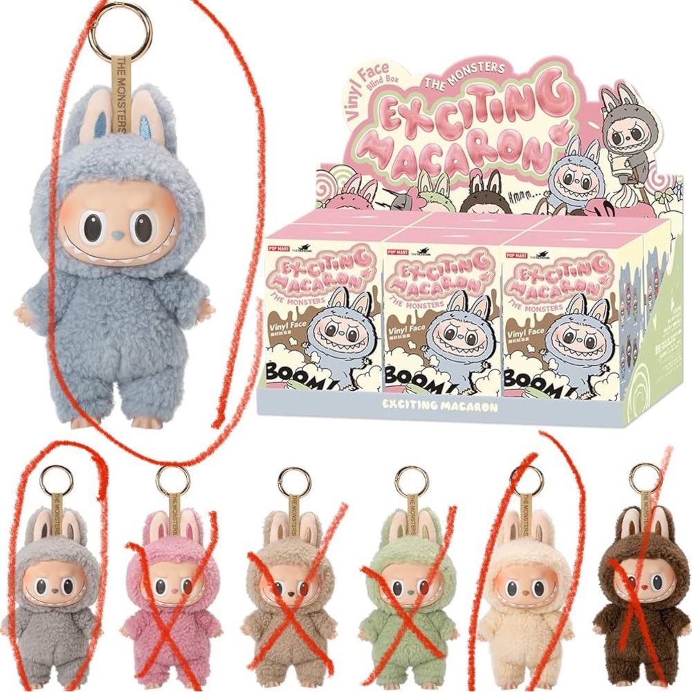 Exciting Macaron Plush Keychain - Gray